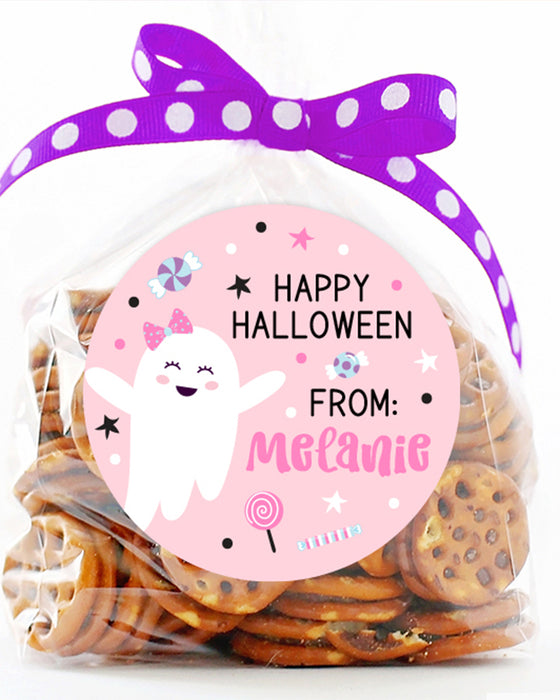 Pink Ghost Girl Halloween Sticker