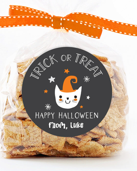 Trick or Treat Cat Halloween Sticker