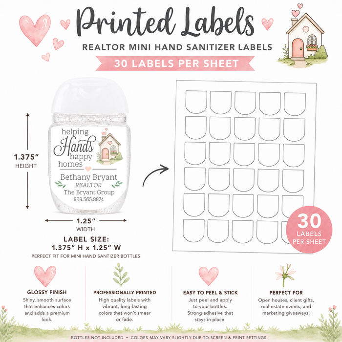 Helping Hands Realtor Hand Sanitizer Stickers