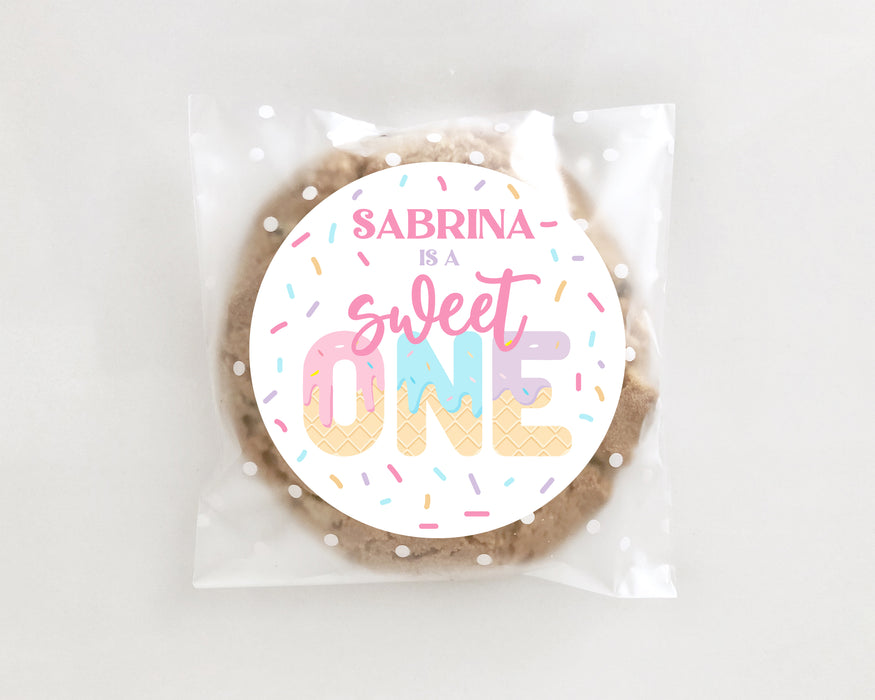 Sweet ONE Ice Cream Birthday Party Favor Stickers