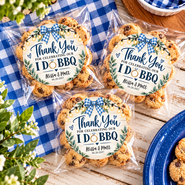 I Do BBQ Wedding Favor Labels - Blue