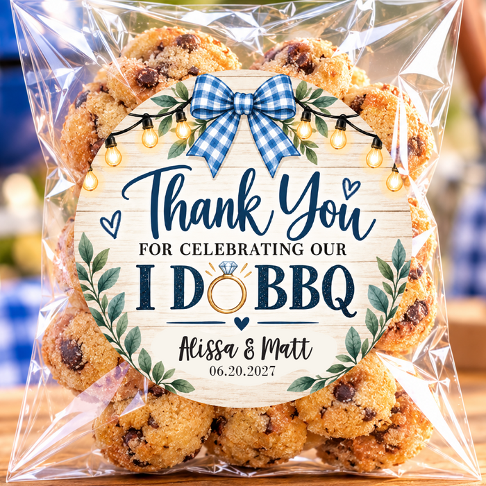 I Do BBQ Wedding Favor Labels - Blue