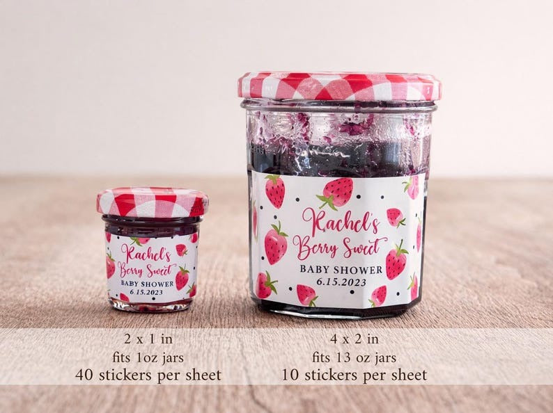 Berry Sweet Baby Shower Mini Jam Jar Stickers