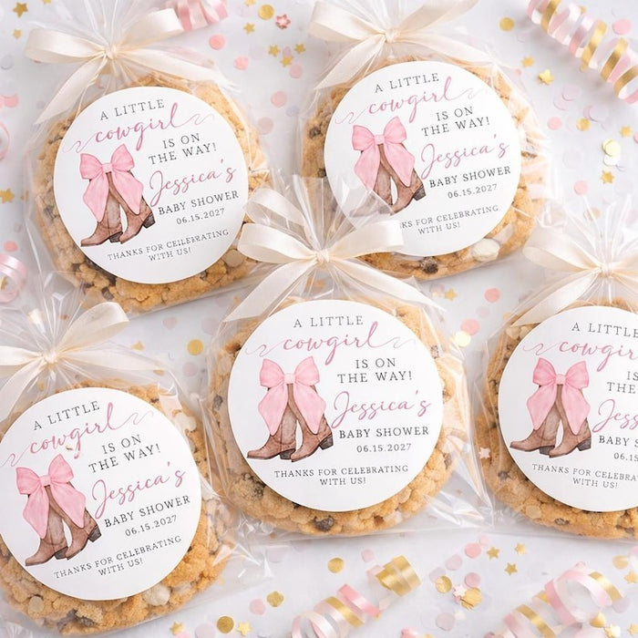 Cowgirl Boots Bow Baby Shower Label Stickers