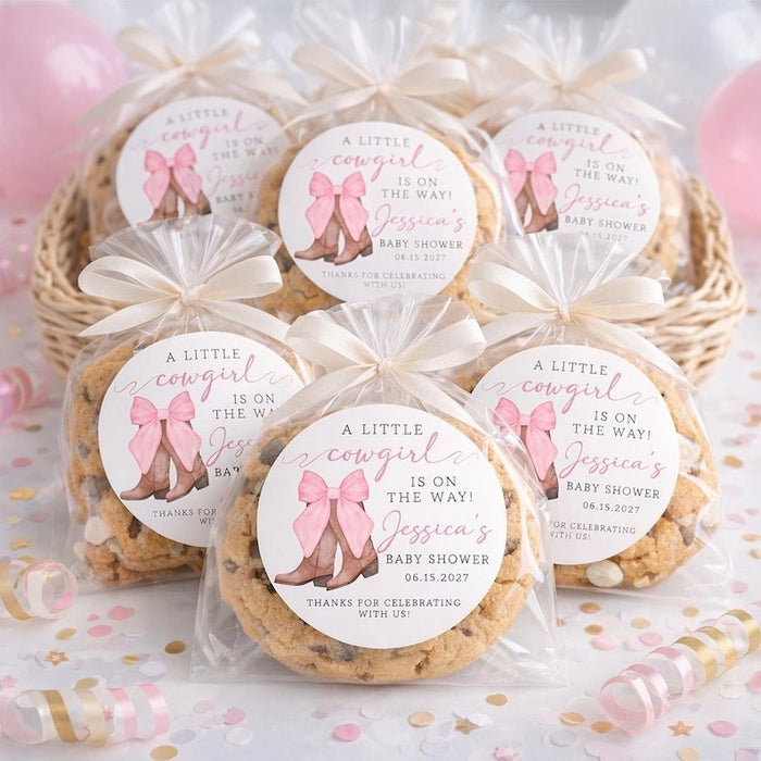 Cowgirl Boots Bow Baby Shower Label Stickers