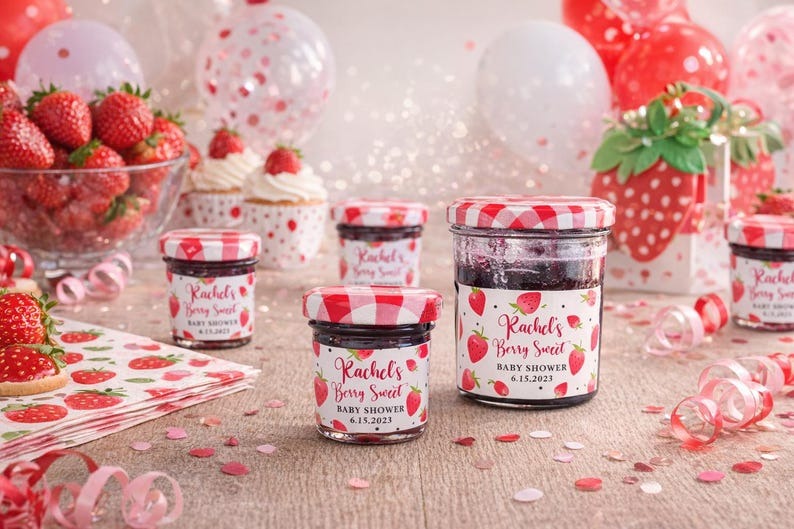 Berry Sweet Baby Shower Mini Jam Jar Stickers