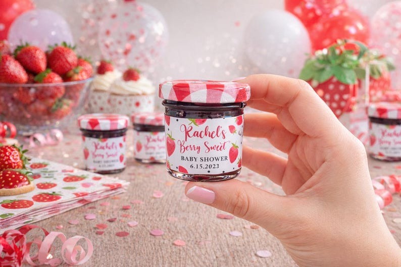 Berry Sweet Baby Shower Mini Jam Jar Stickers
