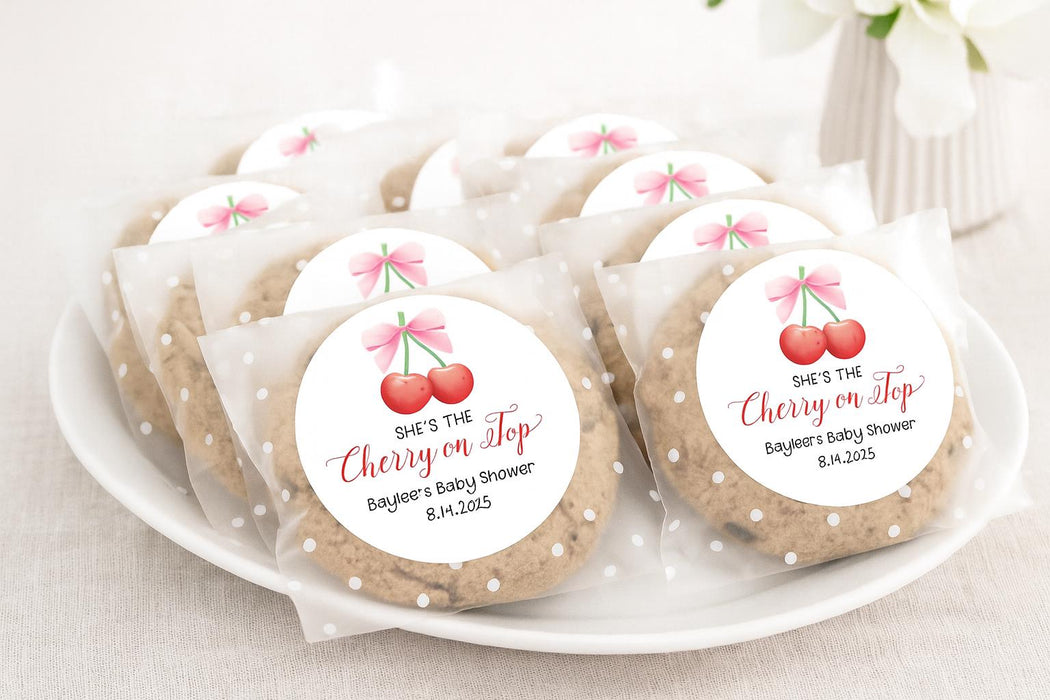 Cherry On Top Baby Shower Stickers