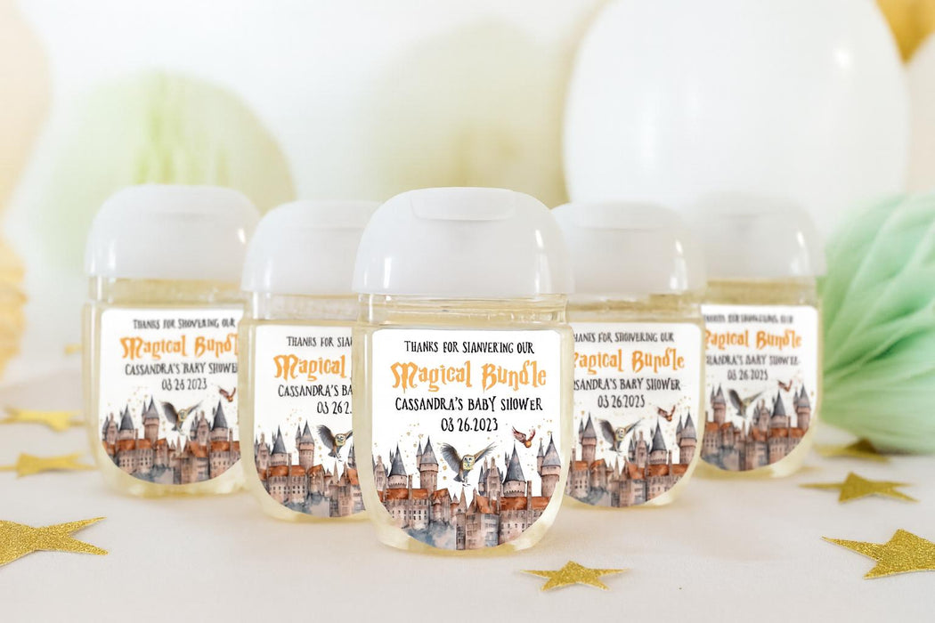 Wizard Baby Shower Hand Sanitizer Stickers