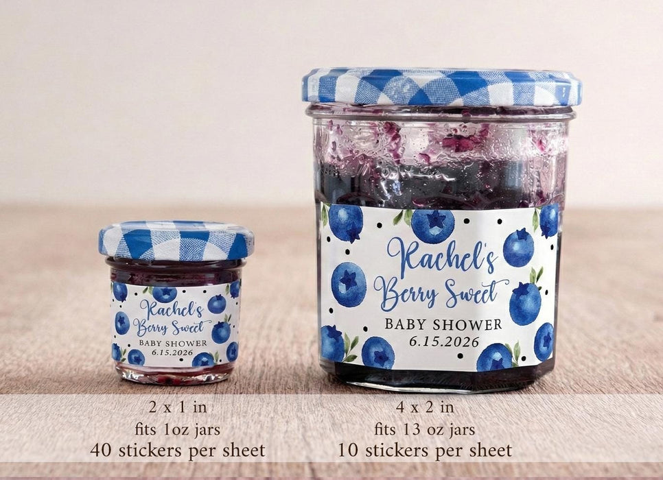 Berry Sweet Blueberry Baby Shower Jam Jar Stickers
