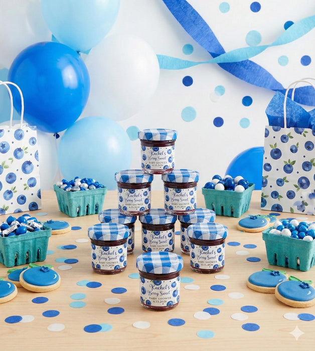 Berry Sweet Blueberry Baby Shower Jam Jar Stickers