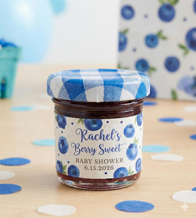 Berry Sweet Blueberry Baby Shower Jam Jar Stickers