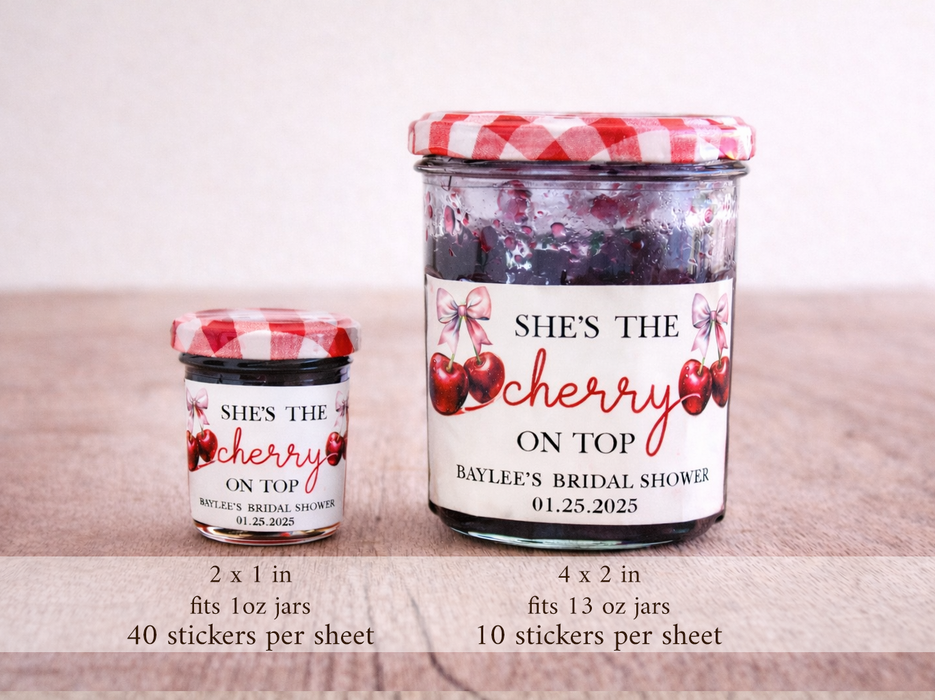 She's the Cherry On Top Mini Jam Jar Stickers
