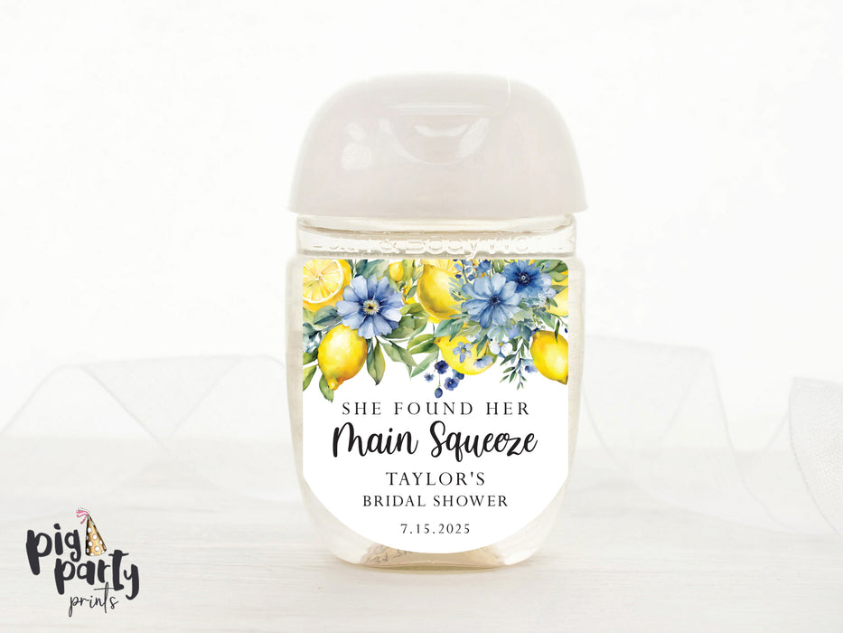 Blue Lemon Bridal Shower Hand Sanitizer Labels