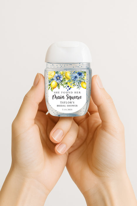 Blue Lemon Bridal Shower Hand Sanitizer Labels