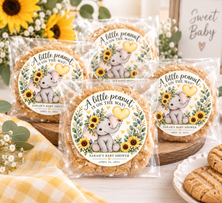 Sunflower Elephant Baby Shower Stickers