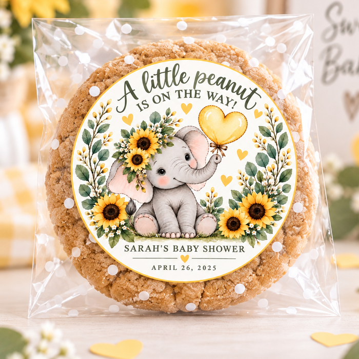 Sunflower Elephant Baby Shower Stickers