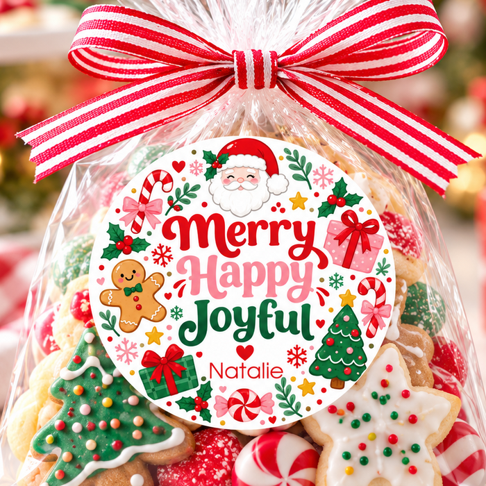 Merry Happy Joyful Christmas Stickers