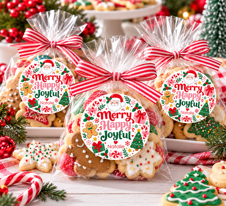 Merry Happy Joyful Christmas Stickers
