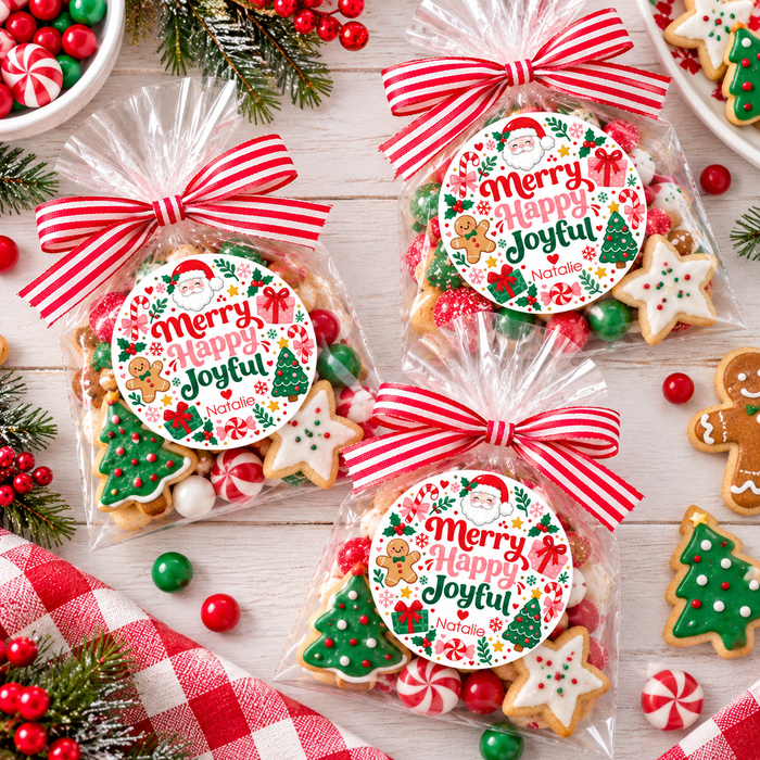 Merry Happy Joyful Christmas Stickers