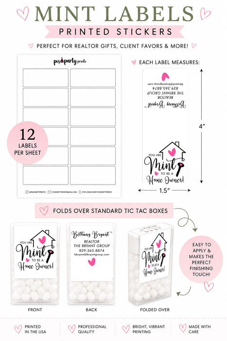Mint to Be a Home Owner Realtor Labels