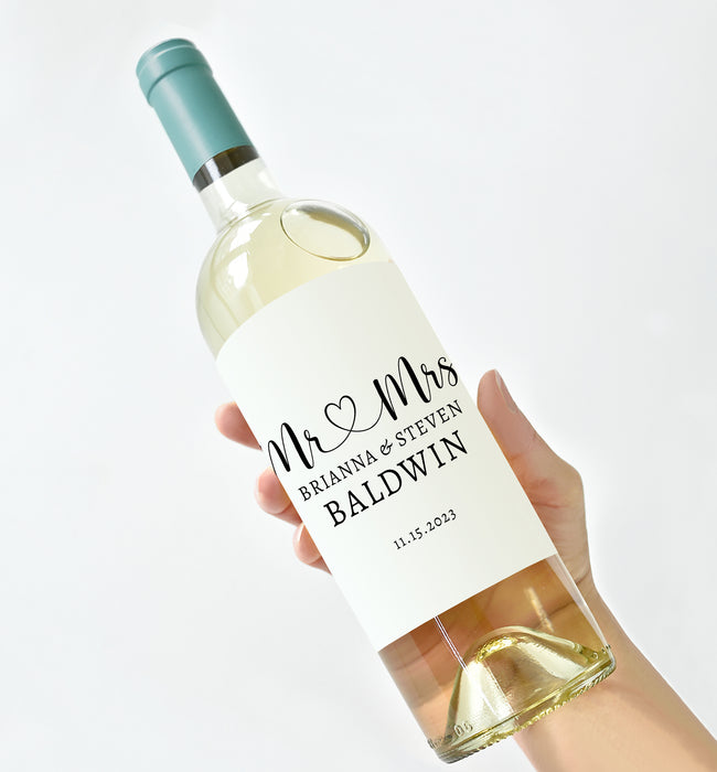 Mr & Mrs Wine Beer Bottle Labels