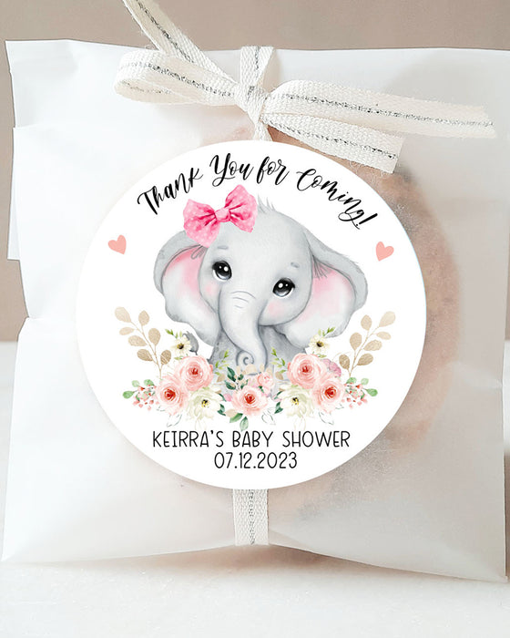 Pink Elephant Baby Shower Stickers