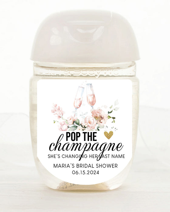 Pop the Champagne Hand Sanitizer Label