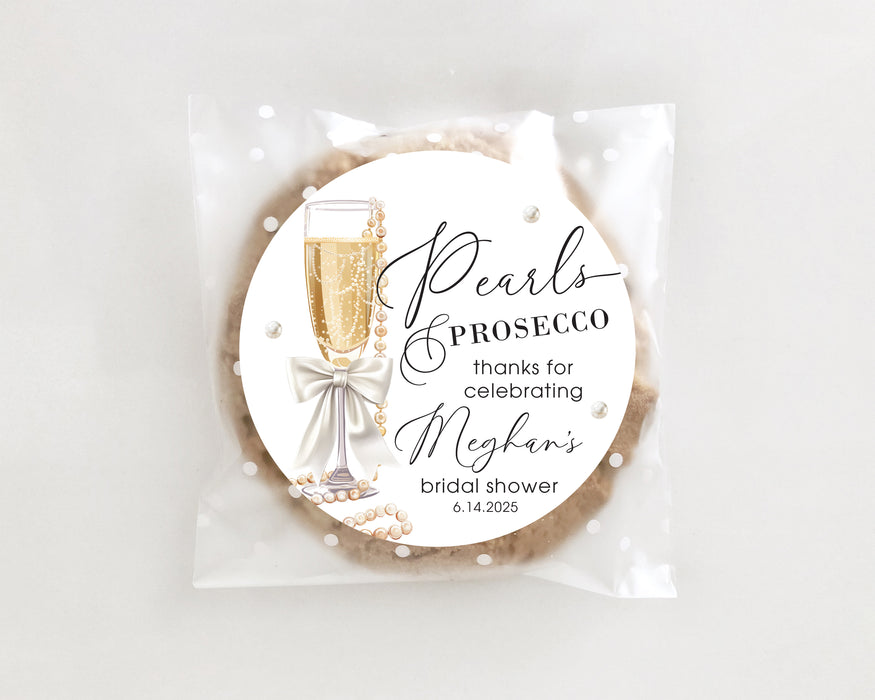 Pearls & Prosecco Bridal Shower Stickers