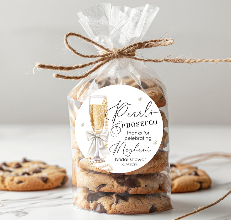 Pearls & Prosecco Bridal Shower Stickers