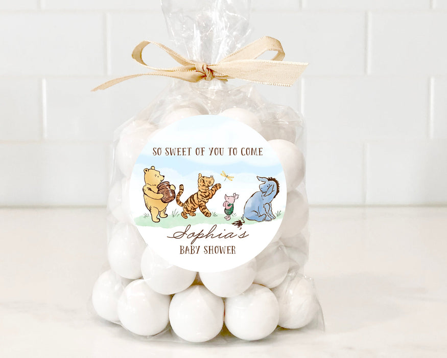 Classic Pooh Parade Baby Shower Stickers