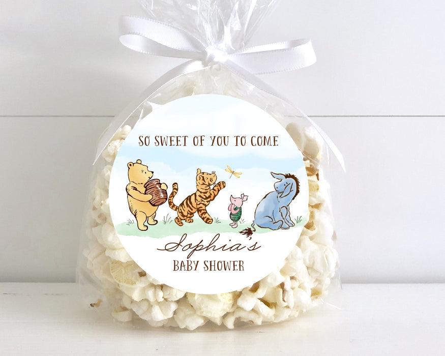 Classic Pooh Parade Baby Shower Stickers