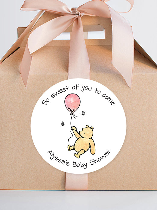 Simple Pooh Baby Shower Stickers