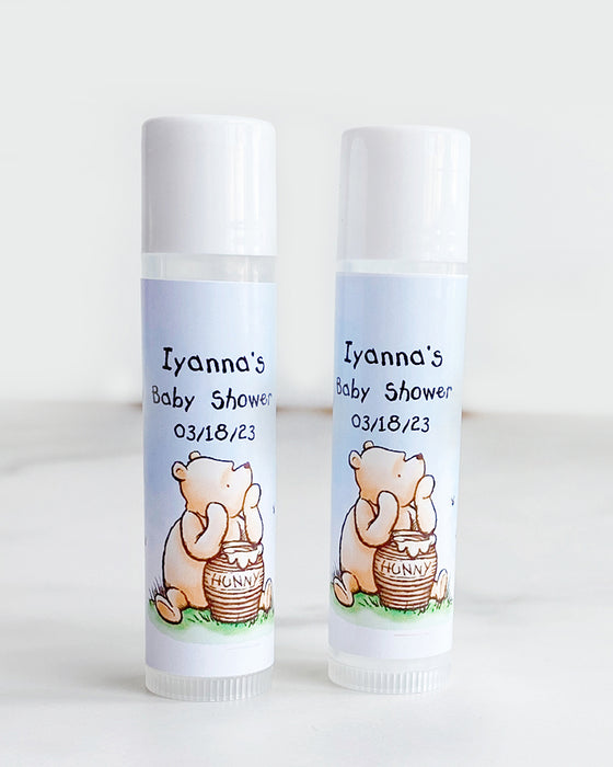 Pooh Baby Shower Lip Balm Labels