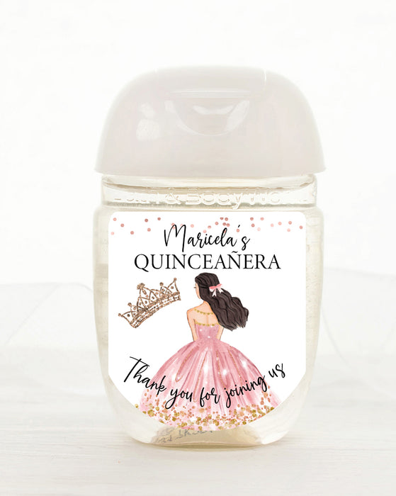 Quinceanera Princess Hand Sanitizer Label