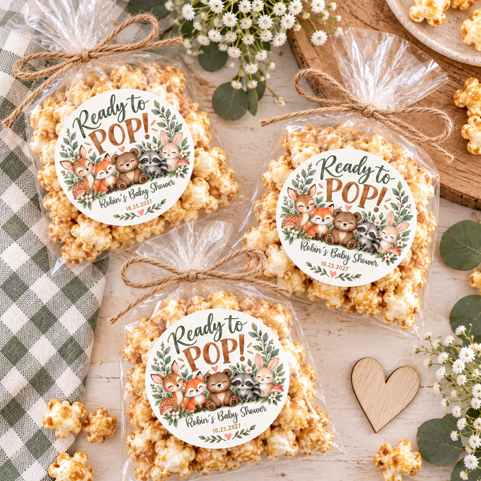 Ready to Pop Woodland Baby Shower Stickers