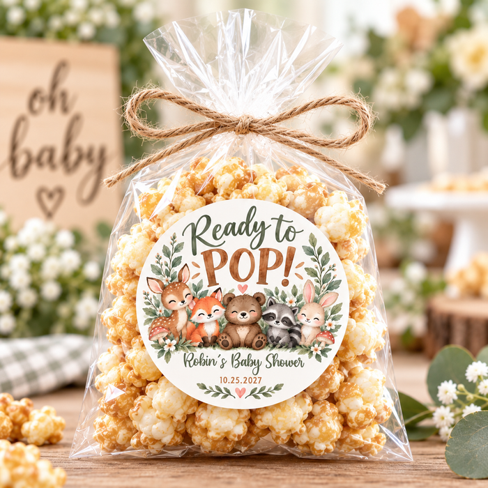 Ready to Pop Woodland Baby Shower Stickers