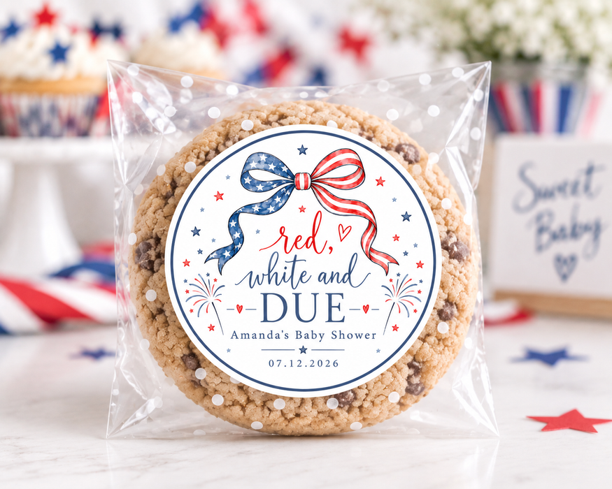 Red White & Due Baby Shower Stickers