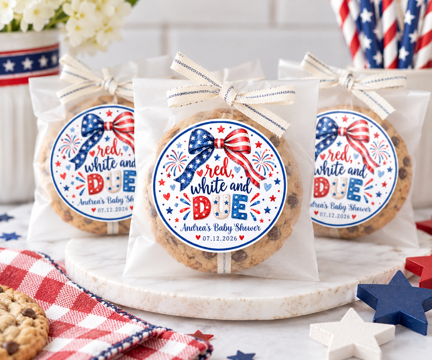 Red White & Due Coquette Baby Shower Stickers