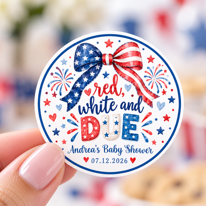 Red White & Due Coquette Baby Shower Stickers