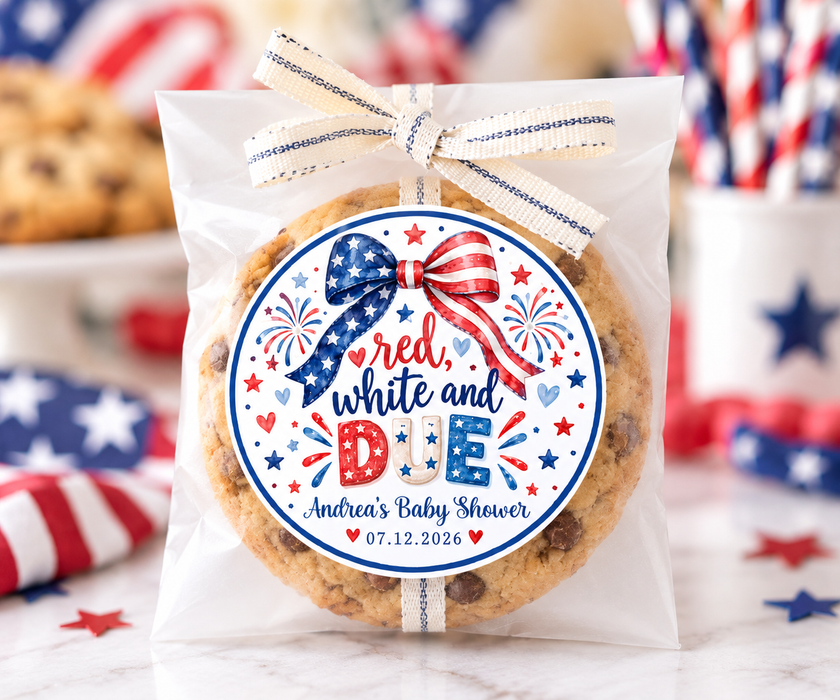 Red White & Due Coquette Baby Shower Stickers