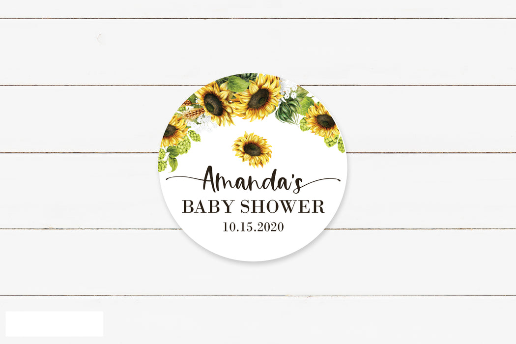 Sunflower Baby Shower Stickers