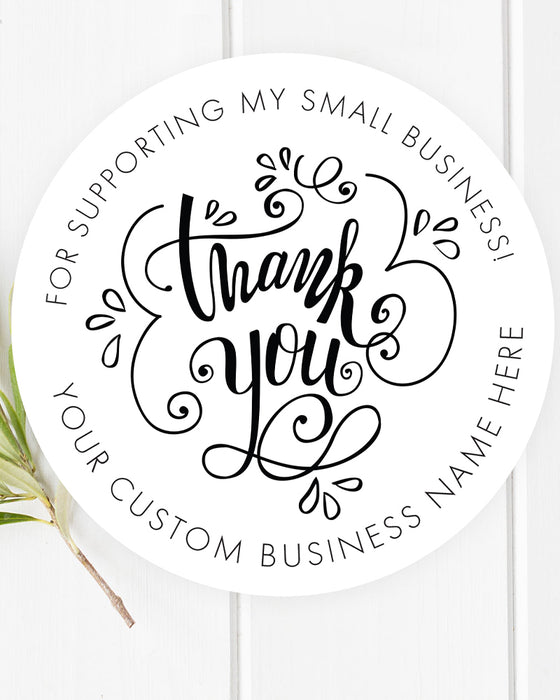 Cursive Thank You Small Business Stickers