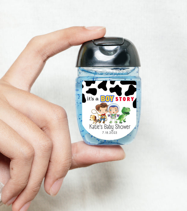 Boy Story Baby Shower Hand Sanitizer Label