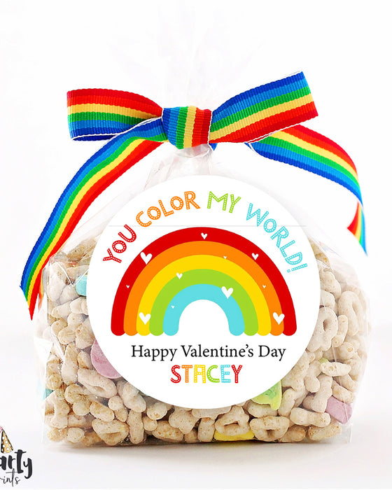 Color My World Rainbow Valentine Stickers