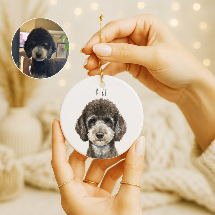 Watercolor Custom Pet Photo Christmas Ornament