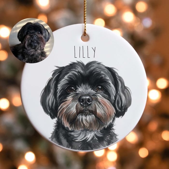 Watercolor Custom Pet Photo Christmas Ornament