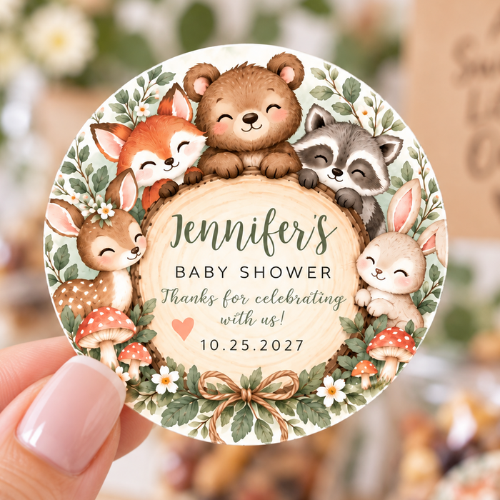 Woodland Animals Baby Shower Stickers