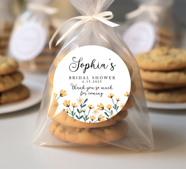 Yellow Floral Bridal Shower Stickers