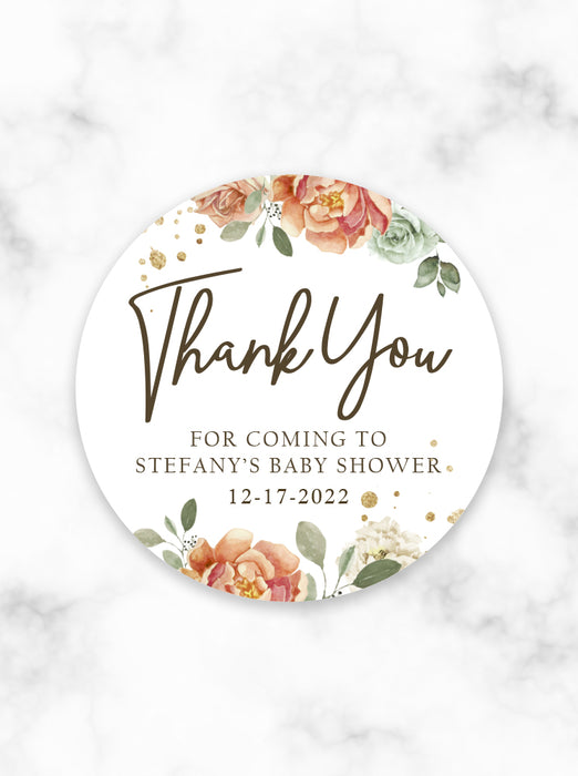 French Floral Baby Shower Stickers